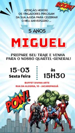 Convite de Aniversário Vingadores estilo Quadrinhos para Editar