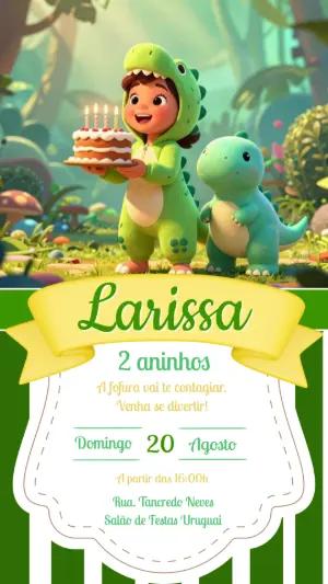 Convite de Aniversário DinoBaby Fofo para Editar