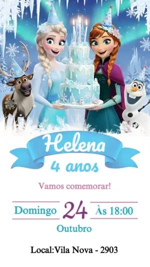 Convite de Aniversário Frozen Mágico para Editar Online