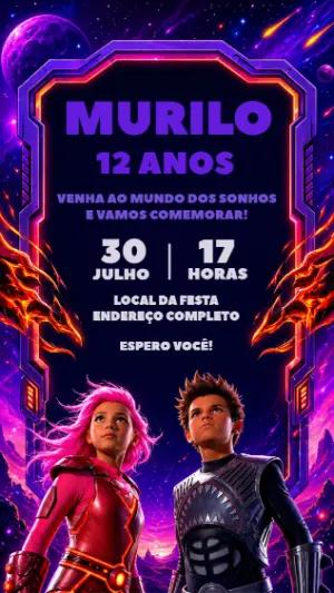 Convite Aniversário Sharkboy e Lavagirl Espacial para Editar