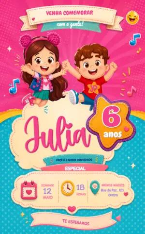 Convite de Aniversário Maria Clara e JP Editável
