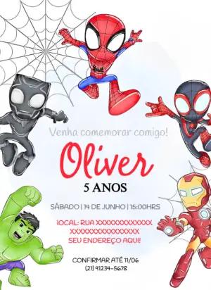 Convite Aniversário Vingadores Baby para Editar Online
