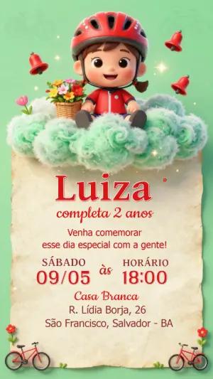 Convite de Aniversário Ciclista Infantil para Editar