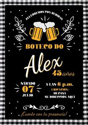 Invitación de Cumpleaños para Hombre Tema Cerveza Editable