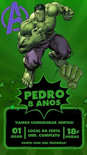 Convite Animado Aniversário Hulk para Editar Online