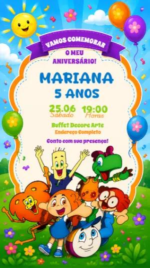 Convite de Aniversário Infantil Crianças Diante do Trono Editável