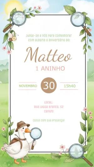Convite Aniversário Ganso Detetive para Editar Online