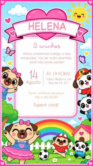 Convite Digital Aniversário Chip e Potato Modelo Editável