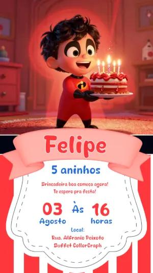 Convite de Aniversário Infantil Os Incríveis Editável