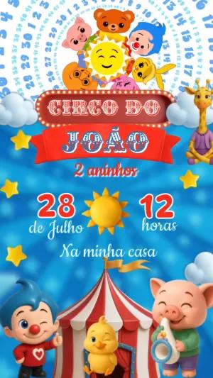 Convite Animado Aniversário Circo do Plim Plim para Editar