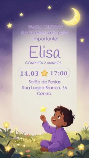 Convite de Aniversário Céu Estrelado Editável