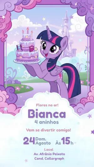 Convite de Aniversário My Little Pony Roxo para Editar