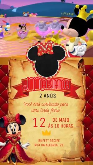 Convite Animado Minnie Realeza Vermelha para Editar
