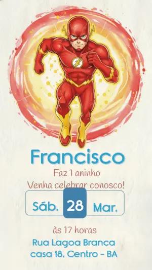 Convite de Aniversário Flash Aquarela para Editar e Enviar