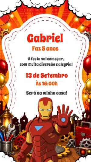 Convite de Aniversário Homem de Ferro para Editar