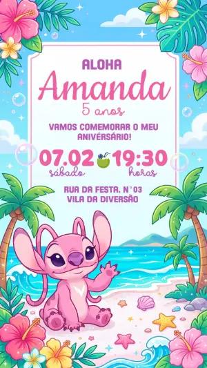 Convite de Aniversário Infantil Angel Tropical Editável