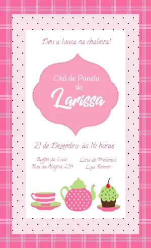 Convite para Chá de Panela Rosa e Verde Editável