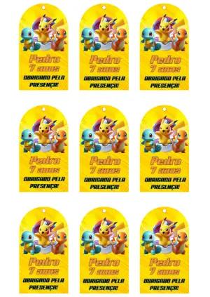 Tag de Agradecimento Pokémon para Aniversário para Editar Online