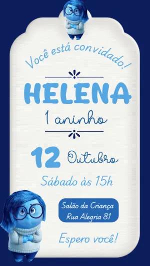 Convite Aniversário Tristeza Divertida Mente para Editar Online