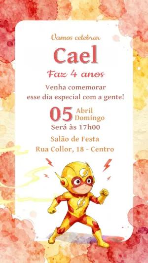 Convite Aniversário Infantil Herói Velocista para Editar