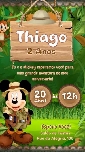 Convite Aniversário Mickey Safari Editável Online