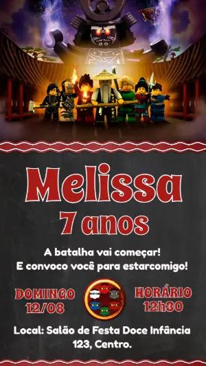 Convite Digital Aniversário Infantil Ninjago Modelo Editável