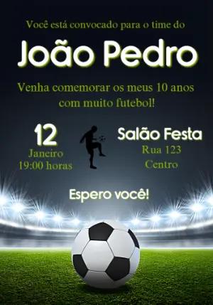 Convite Editável de Aniversário com Tema Futebol no Estádio
