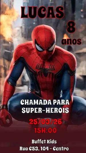 Convite Animado Homem-Aranha para Aniversário Infantil Editável