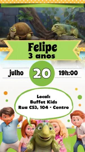 Convite Animado Aniversário Leo o Lagarto para Editar