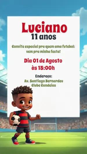 Convite Aniversário Futebol com Menino para Editar Online