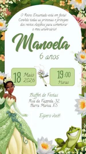 Convite Digital Aniversário Princesa Tiana para Editar