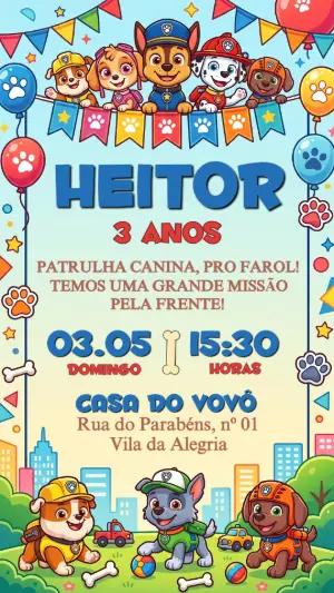 Convite de Aniversário Patrulha Canina Menino para Editar