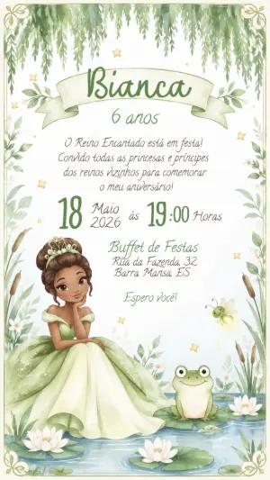 Convite de Aniversário Princesa Tiana Editável