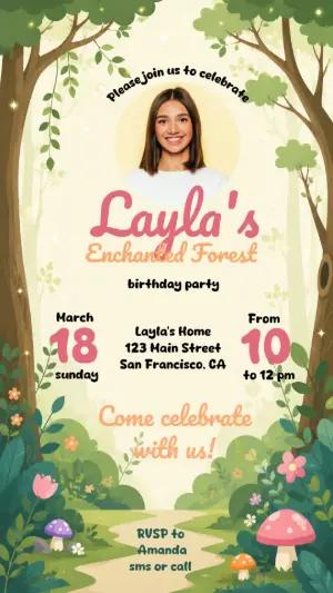 Enchanted Forest Birthday Invite | Editable Photo Template