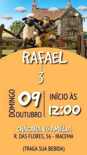 Convite Digital Aniversário Infantil Shaun o Carneiro para Editar
