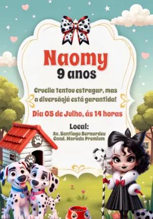 Convite de Aniversário 101 Dálmatas para Editar Online