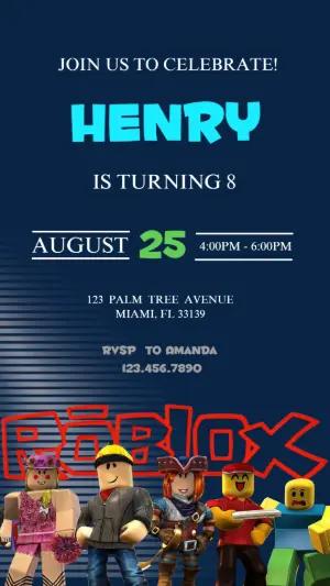 Editable Roblox Birthday Invitation | Digital Game Theme Template