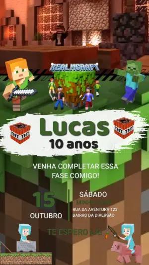 Convite Animado Minecraft para Editar Online