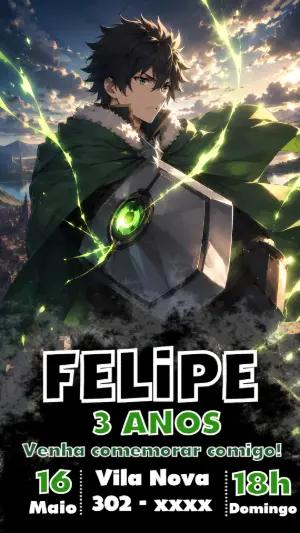 Convite de Aniversário The Rising of the Shield Hero Editável