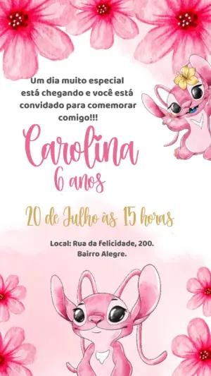 Convite Animado Aniversário Angel para Editar Online