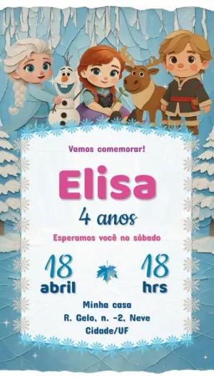 Convite de Aniversário Frozen Infantil Editável