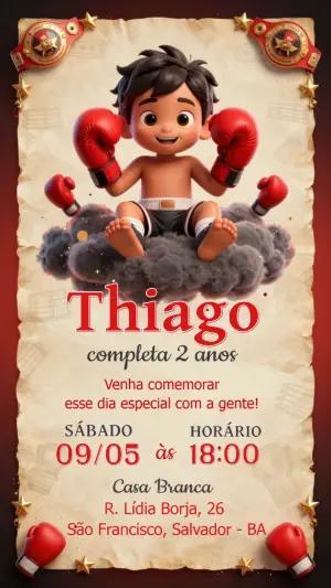 Convite de Aniversário Boxe Infantil para Editar e Enviar