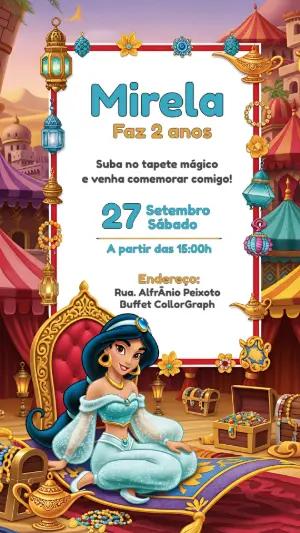 Convite de Aniversário Jasmine Editável Online para Imprimir