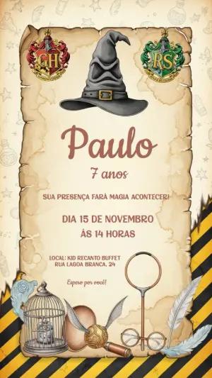 Convite de Aniversário Harry Potter com Magia para Editar