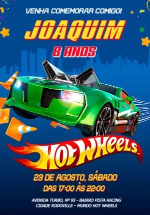 Convite Aniversário Hot Wheels para Editar Online