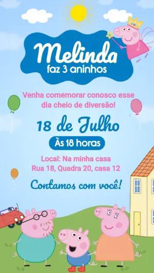 Convite de Aniversário Peppa Pig para Editar Online