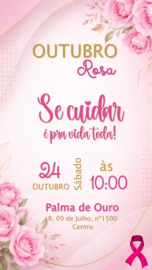 Convite Digital Outubro Rosa Editável para Eventos