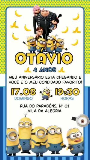 Convite Digital Minions: Aniversário Infantil Editável