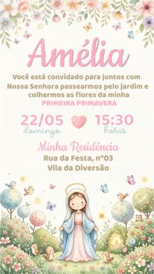 Convite Primeira Primavera Jardim de Nossa Senhora Editável