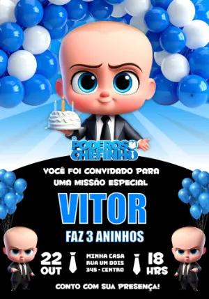 Convite de Aniversário Poderoso Chefinho Azul para Editar